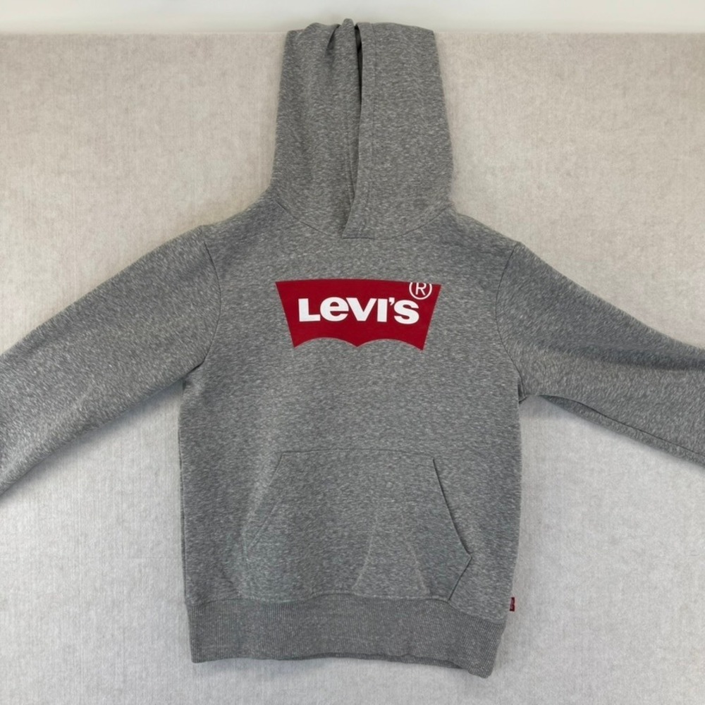 Levis Boys Gray Logo Hoodie Sweatshirt Size M 8
